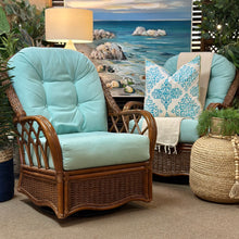 Load image into Gallery viewer, Aqua/Rattan Swivel Rocker
