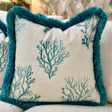 Load image into Gallery viewer, Aqua Fringe Down Pillow
