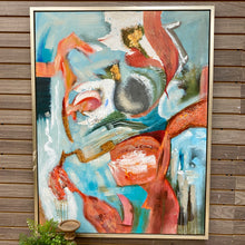 Load image into Gallery viewer, Orange &amp; Aqua Framed Abstract
