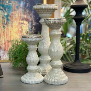 Set/3 Milky Glass Candle Holders