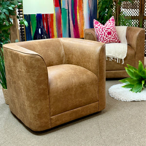 Saddle Wide Arm Swivel Chair