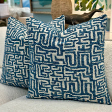 Load image into Gallery viewer, Blue Geometric Down Designer Pillow
