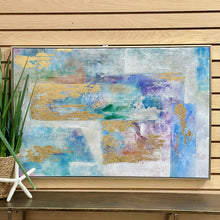Load image into Gallery viewer, Blue/Gold Framed Abstract Art
