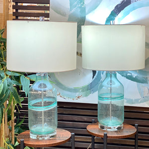 Teal Glass Table Lamp