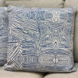 Blue Squiggly Pillow