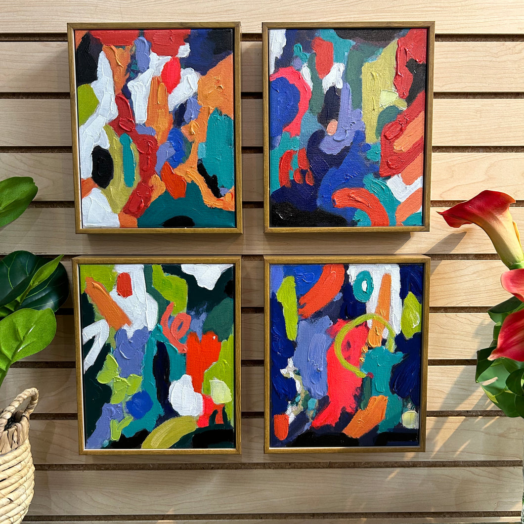 Set/4 Colorful Abstract Oil Paintings