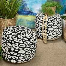 Load image into Gallery viewer, Blk/White Animal Print Pouf
