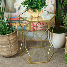 Load image into Gallery viewer, Gold Geometric Mirrored Side Table
