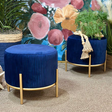 Load image into Gallery viewer, Navy/Gold Ottoman
