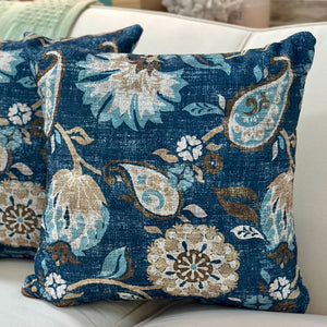 Blue Floral Pillow