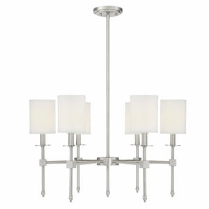 Brushed Silver 6 Shade Chandelier