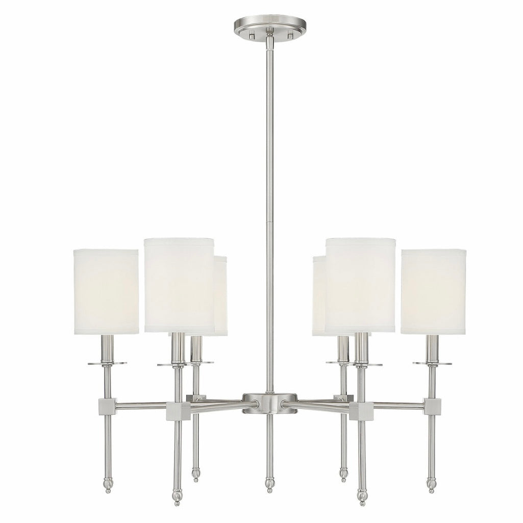 Brushed Silver 6 Shade Chandelier