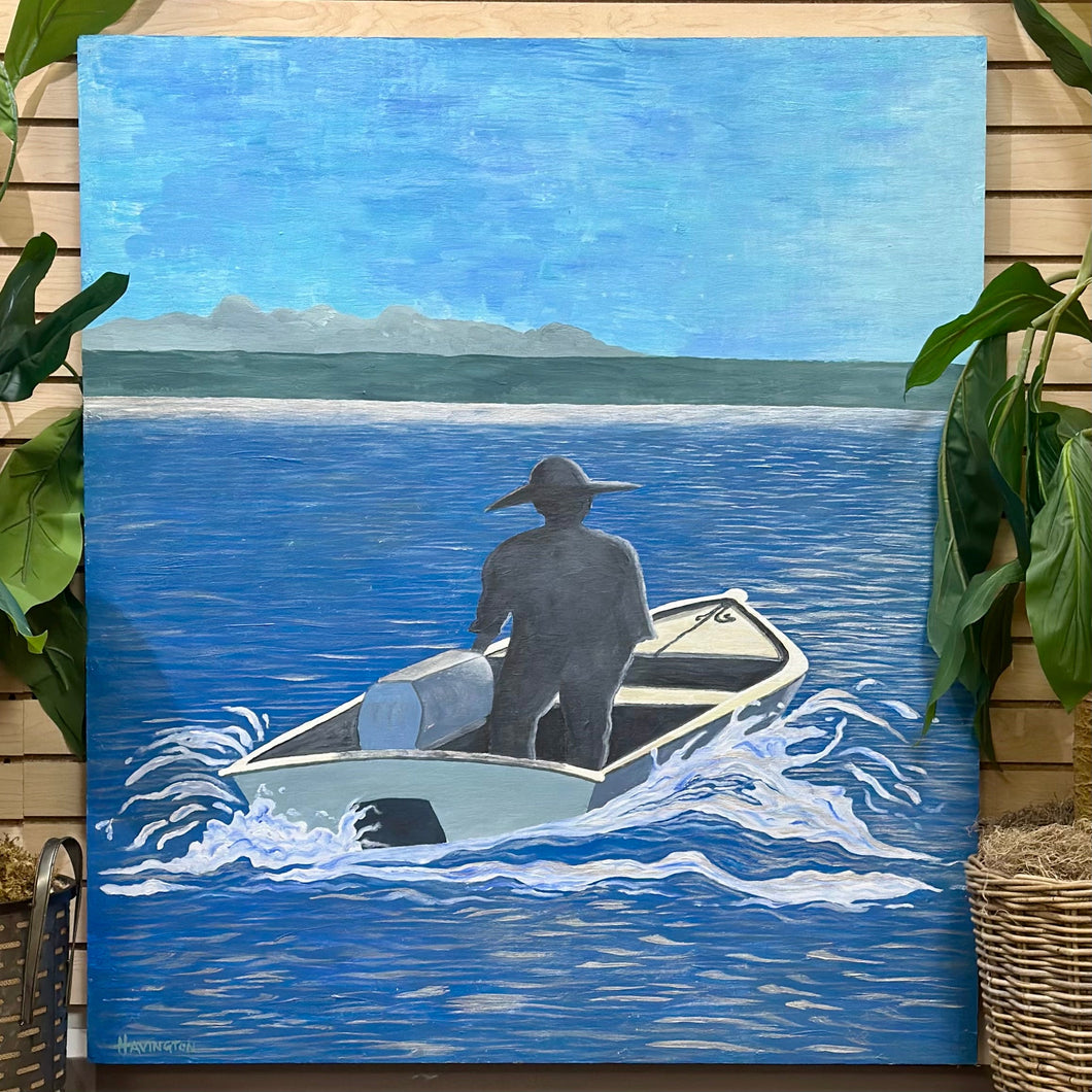 Man In Canoe Wood Art