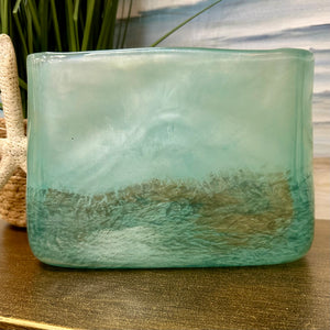 Aqua Glass Rectangle Vase