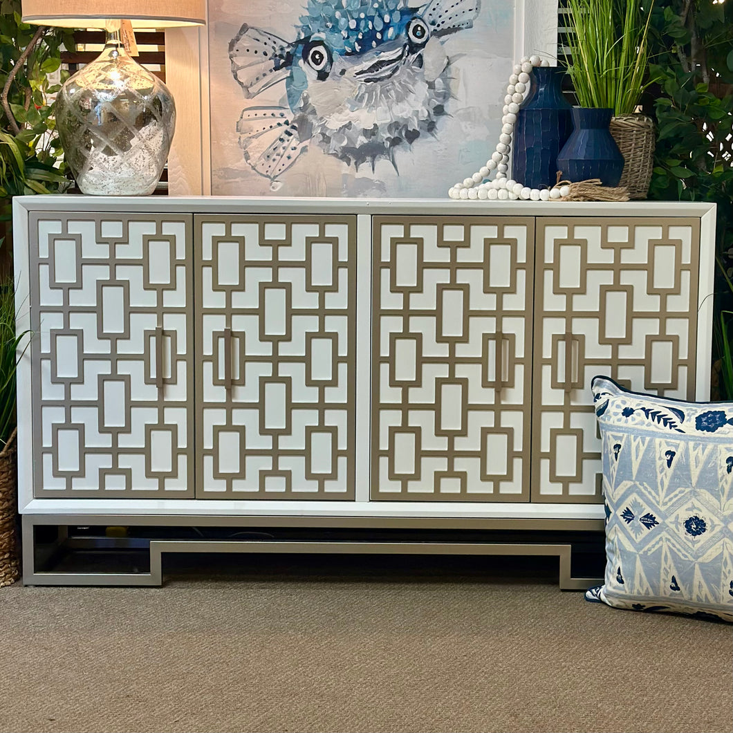 Silver/White Geometric Cabinet
