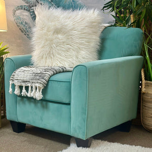 Soft Aqua Chair & Ottoman