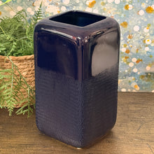 Load image into Gallery viewer, Navy Square Vase

