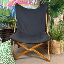 Load image into Gallery viewer, Blk/Wooden Folding Chair
