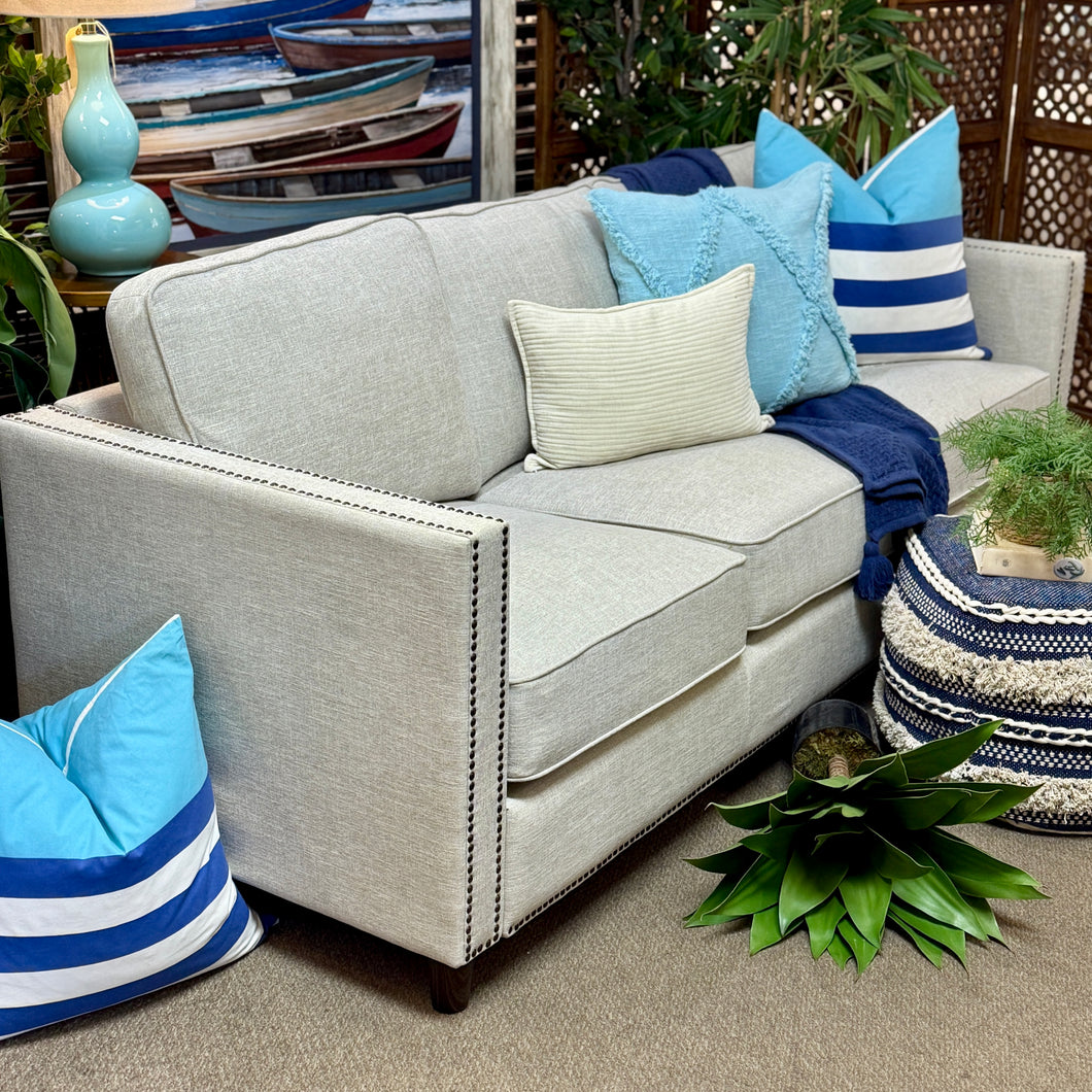 Taupe Nailhead Sofa