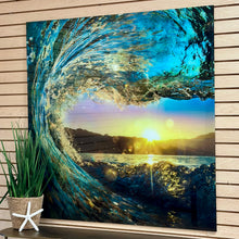 Load image into Gallery viewer, Tempered Glass Wave W/Gold Leaf

