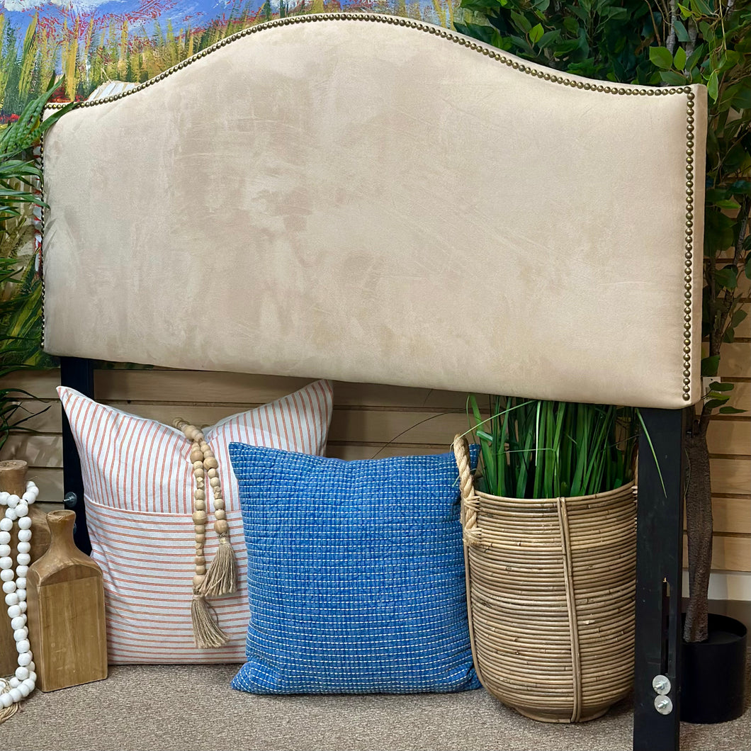 Full Taupe Velvet-Like Headboard