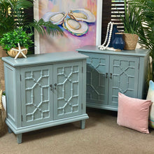 Load image into Gallery viewer, Powder Blue Fretwork Cabinet
