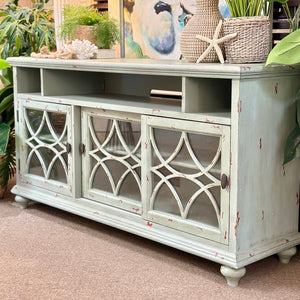 Distressed Blue-Green Cabinet