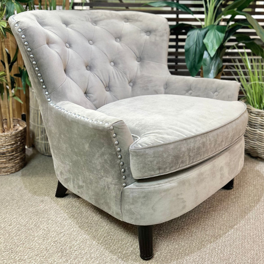 Grey Tufted Accent Chair