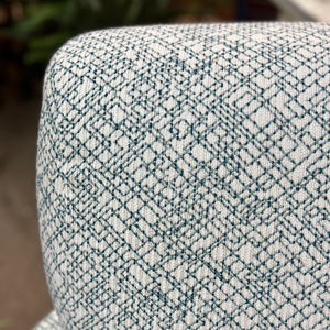 Blue & Ivory Geometric Swivel Glider