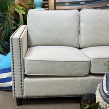 Load image into Gallery viewer, Taupe Nailhead Loveseat

