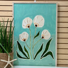 Load image into Gallery viewer, Aqua/White Flowers II Art
