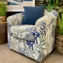 Load image into Gallery viewer, Blue/Ivory Sea Life Swivel Chair
