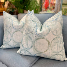 Load image into Gallery viewer, Aqua/White Geometric Down Pillow
