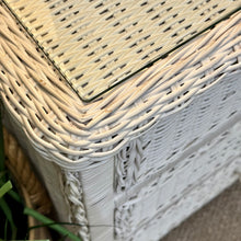 Load image into Gallery viewer, Glass Top Wicker Dresser
