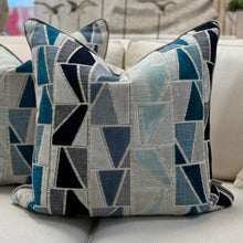 Load image into Gallery viewer, Teal Geometric Down Pillow
