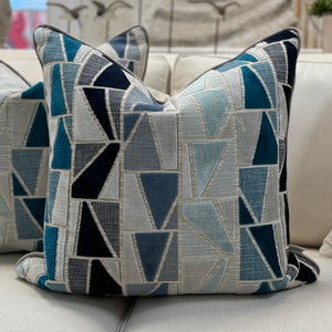 Teal Geometric Down Pillow