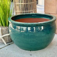 Load image into Gallery viewer, Glazed Green Terracotta Planter
