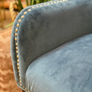 Blue Velvet Tufted Back Chair