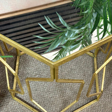 Load image into Gallery viewer, Gold Geometric Mirrored Side Table
