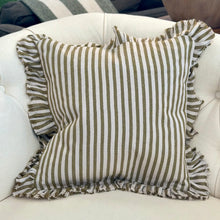Load image into Gallery viewer, Olive Striped Ruffle Pillow
