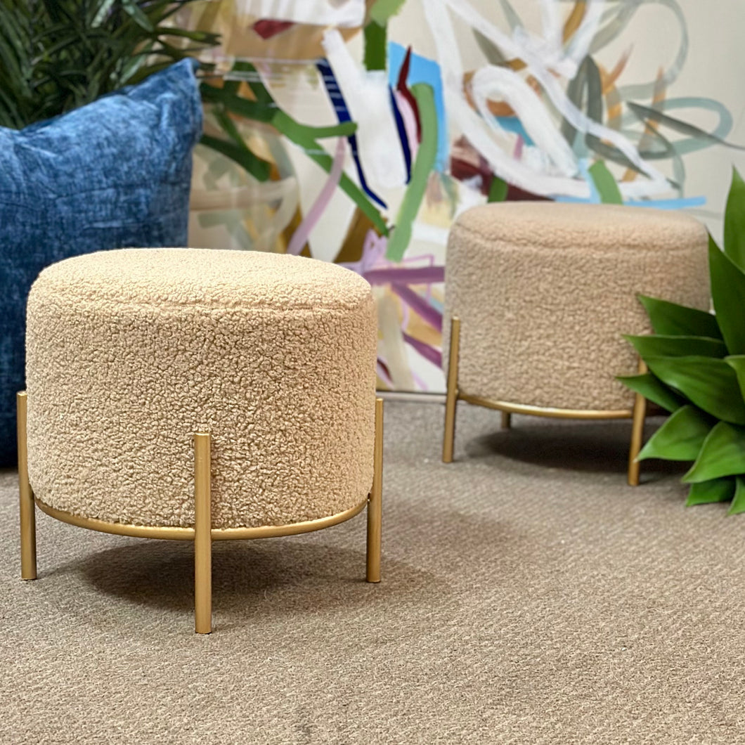 Beige Sherpa Ottoman
