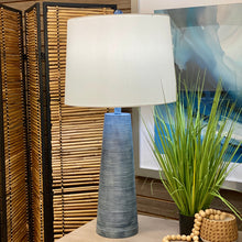 Load image into Gallery viewer, Blue Ribbed Table Lamp
