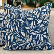 Load image into Gallery viewer, Blue Leaf Down Designer Pillow
