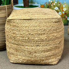 Load image into Gallery viewer, Square Jute Pouf
