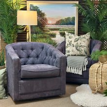 Load image into Gallery viewer, Blue Denim Swivel Chair
