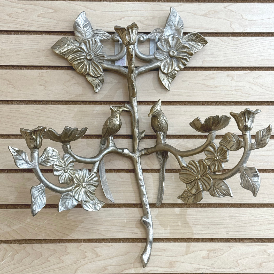 Metal Bird Floral Wall Decor