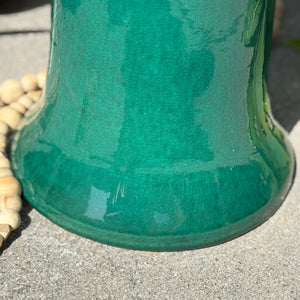 Green Clay Bird Bath