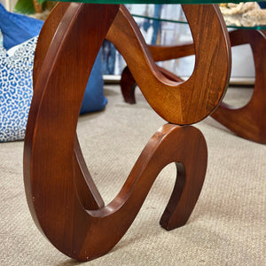 Glass Top Wooden Side Table