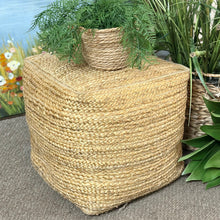 Load image into Gallery viewer, Square Jute Pouf
