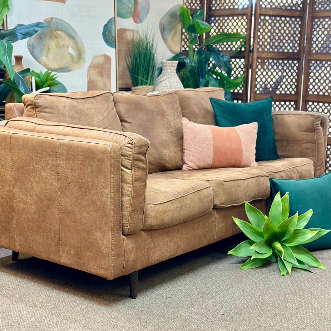 Caramel Faux Leather Sofa